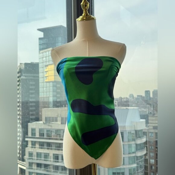 🆕 SIR THE LABEL 🧿 NWOT Frankie Scarf, Blue Green Hues - Print by Frankie Tobin - Picture 2 of 14